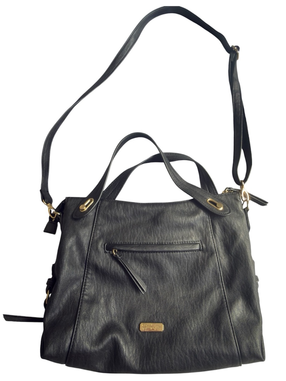 Jessica Simpson Black Shoulder Bag with Gold Hardware
